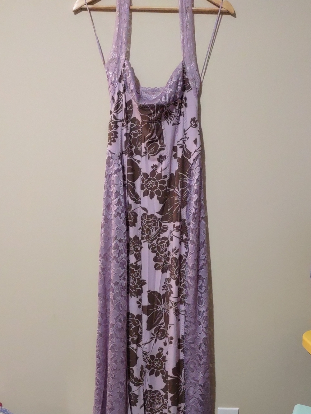 NWT WE THE FREE PEOPLE "Love You Most" Lavender Printed Halter Maxi Slip Dress S